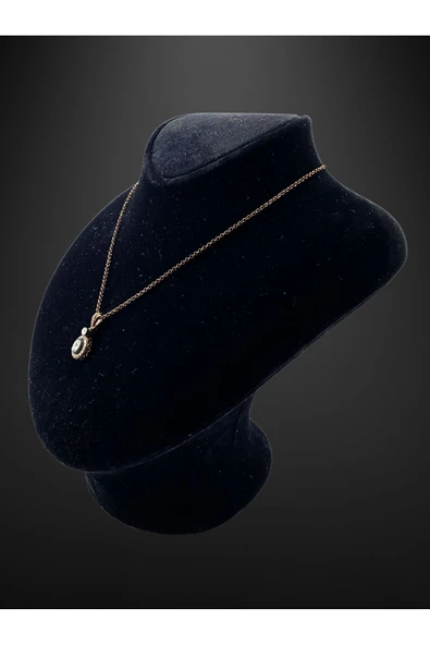 Oval Kesim Zirkon Taşlı Kolye - 4
