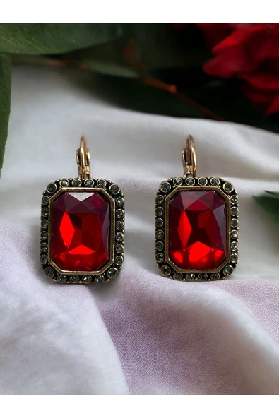 Kristal Taş Işlemeli Baget Küpe - Resim 2