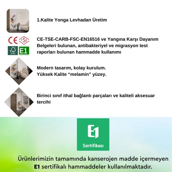 VİESMO Cross Dekoratif Çapraz Sekiz Bölmeli Kitaplık (Beyaz) - 5