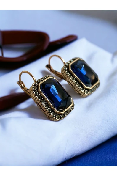 Kristal Taş Işlemeli Baget Küpe - Resim 7