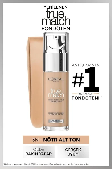 L'Oreal Paris True Match Bakım Yapan Fondöten 3N CREAMY BEIGE
