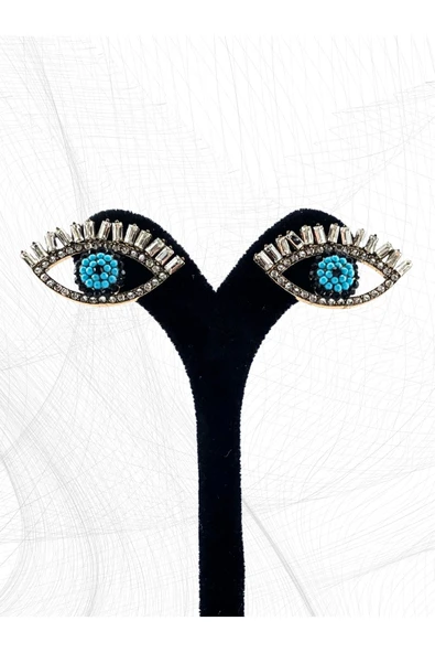 İşlemeli Black Diamond Göz Küpe - Resim 4