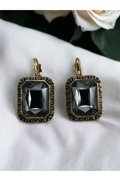 Kristal Taş Işlemeli Baget Küpe - Resim 4