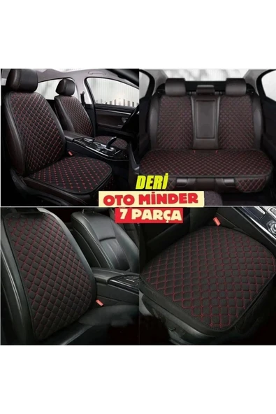 Renault Latitude Koltuk Deri Minderi 7 Parça Ön Ve Arka Oturak Sırt Dayama Minder siyah-kırmızı ürün görseli 1
