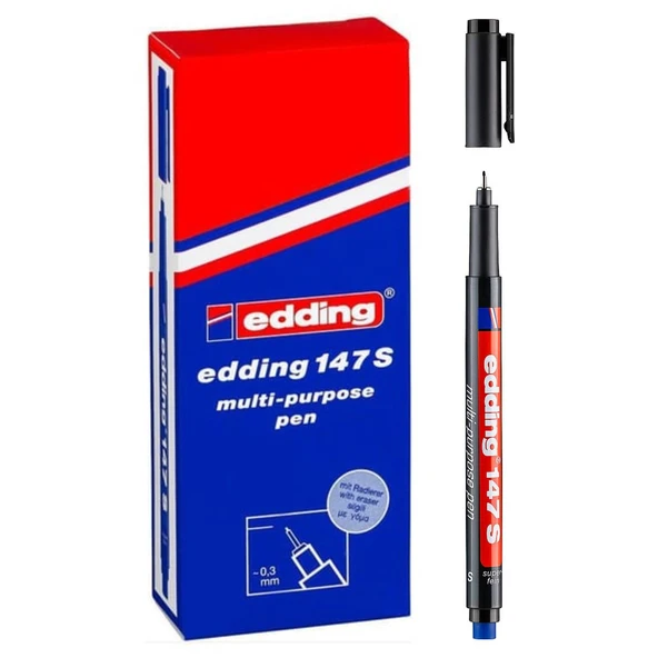 Edding 147 S Permanent Silgili Asetat Kalemi 0.3 mm Siyah 10 Adet - 2