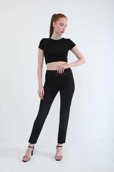 Kadın Likralı Esnek Jean Pantolon Siyah - 3