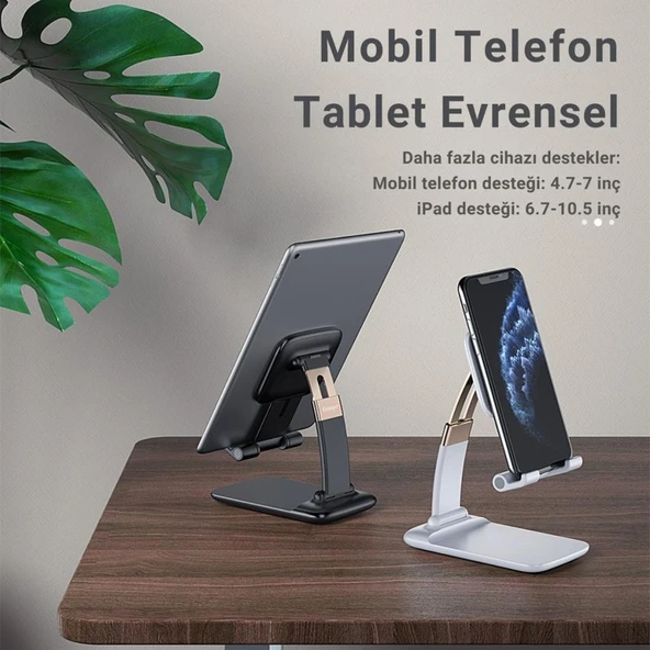Essager Uzayıp Kısayabilen Kaymaz Pad Masaüstü Telefon Tutucu Masaüstü Tablet Standı Yükseklik Ayarlı - 2