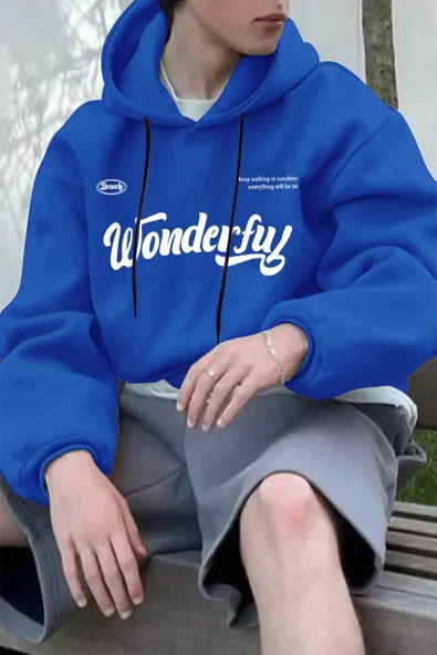 Wonderful Baskılı Oversize Sweatshirt - Resim 4