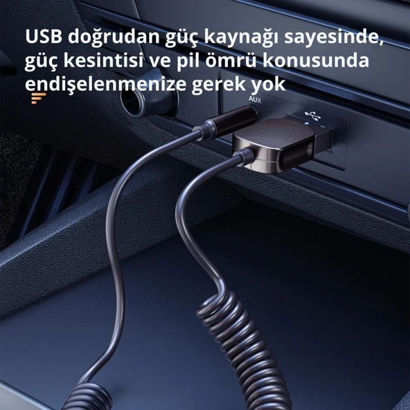 Essager Aux Bluetooth Araç Müzik Kiti FM Transmitter Aux Giriş Usb Wireless Bluetooth Araç Müzik Kiti - 4