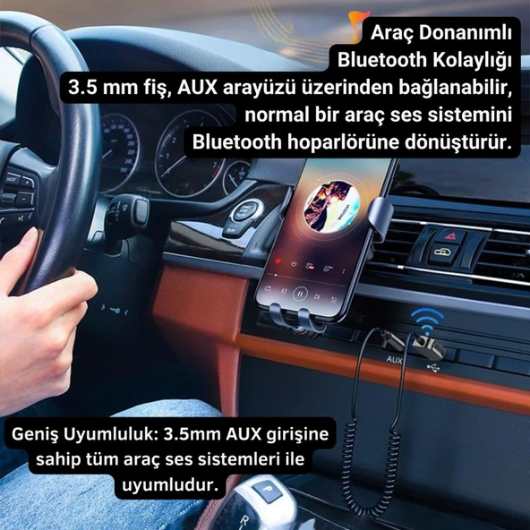 Essager Aux Bluetooth Araç Müzik Kiti FM Transmitter Aux Giriş Usb Wireless Bluetooth Araç Müzik Kiti - 2