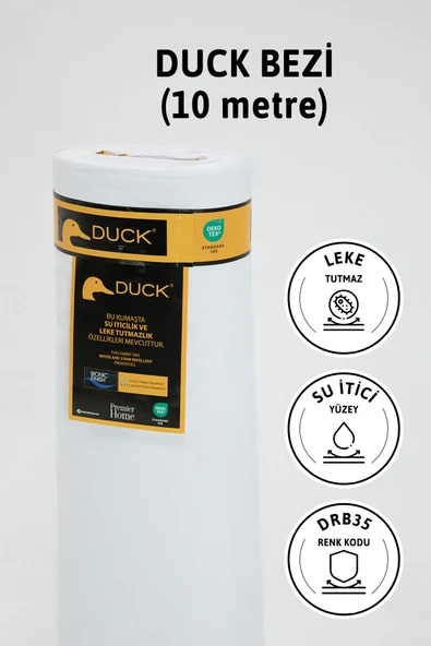 Premier Metrelik Duck Keten Kumaş Su İtici Bez 10 Metre DRB35 - Beyaz
