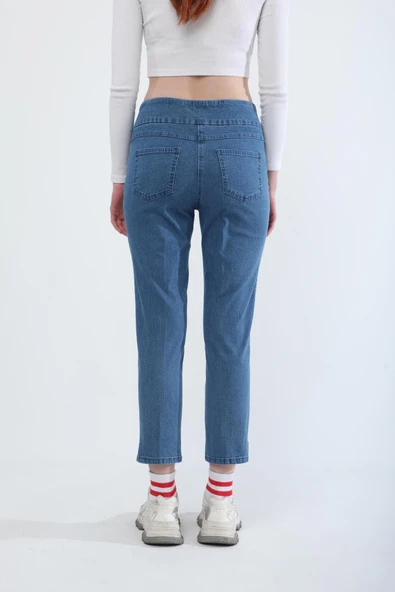 Kadın Likralı Esnek Jean Pantolon Açık Mavi - Resim 5