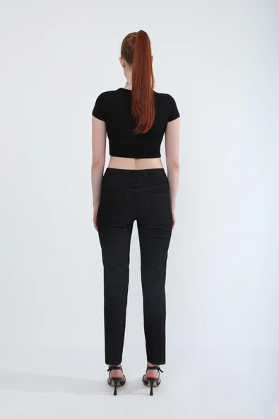 Kadın Likralı Esnek Jean Pantolon Siyah - 6