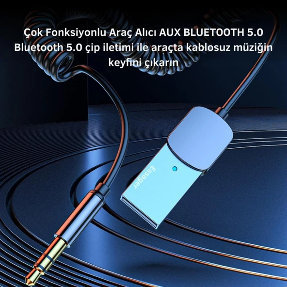 Essager Aux Bluetooth Araç Müzik Kiti FM Transmitter Aux Giriş Usb Wireless Bluetooth Araç Müzik Kiti - 3