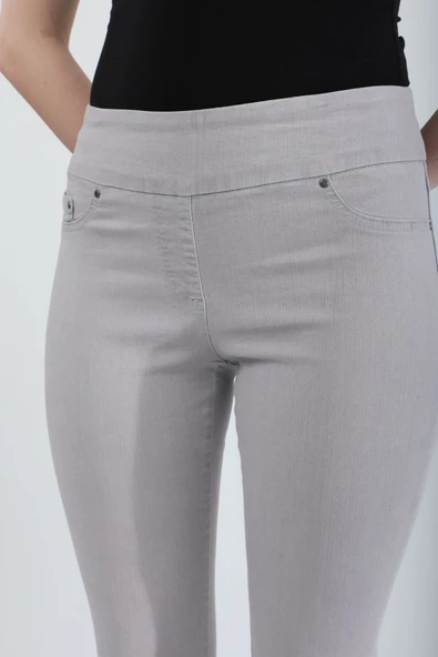 Kadın Likralı Esnek Jean Pantolon Gri - 8