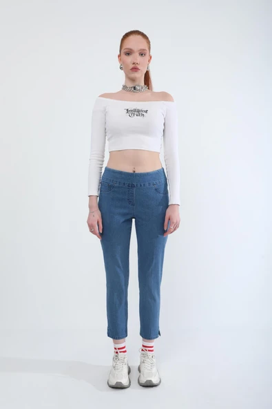 Kadın Likralı Esnek Jean Pantolon Açık Mavi - Resim 2