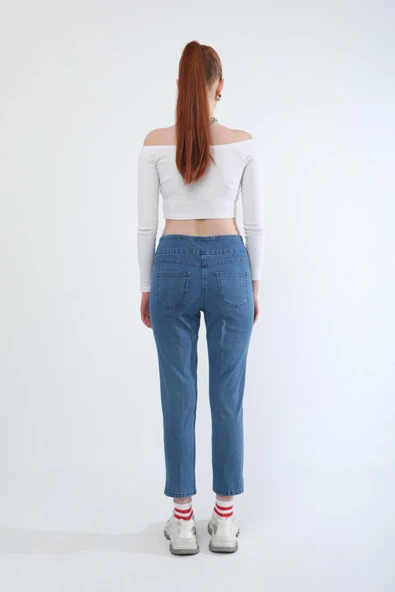 Kadın Likralı Esnek Jean Pantolon Açık Mavi - Resim 4