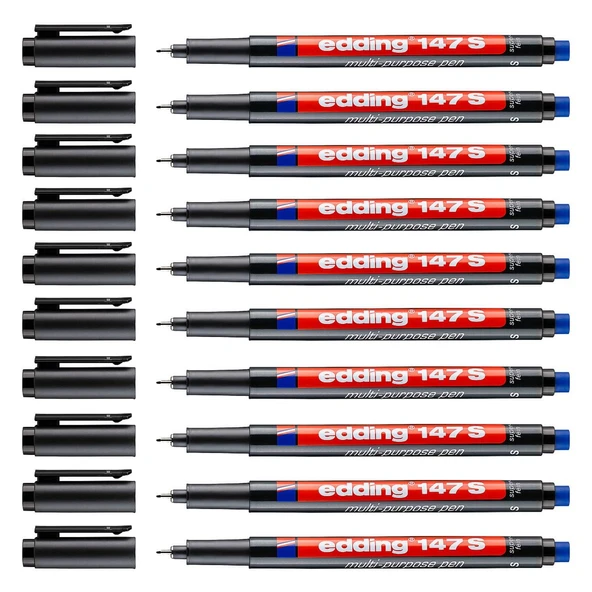 Edding 147 S Permanent Silgili Asetat Kalemi 0.3 mm Siyah 10 Adet