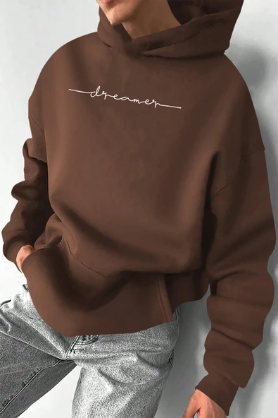 Dreamer Baskılı Oversize Sweatshirt - 7
