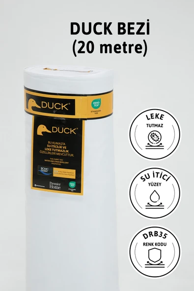 Premier Metrelik Duck Keten Kumaş Su İtici Bez 20 Metre DRB35 - Beyaz
