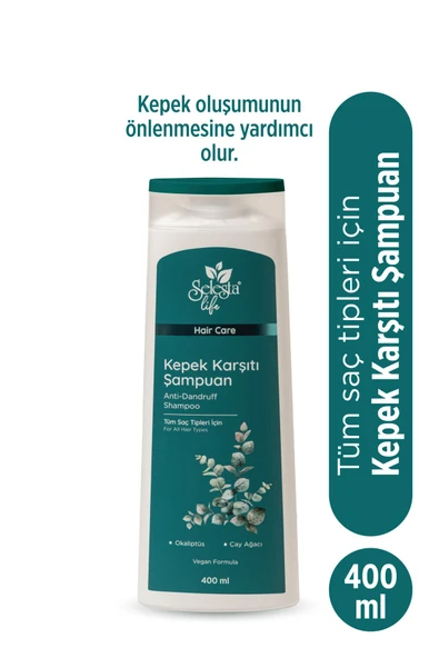 SELESTA LİFE Okaliptüs ve Çay Ağacı Bitki Özlü Kepek Karşıtı Şampuan Tüm Saç Tipleri İçin Şampuan 400 ml