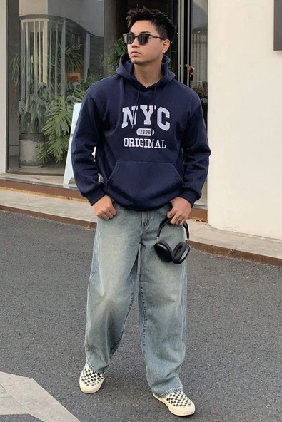 NYC Baskılı Unisex Oversize Sweatshirt - 8