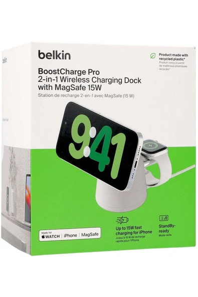 Belkin BoostCharge Pro Kablosuz 2'si 1 arada MagSafe (15 W) Şarj İstasyonu WIZ020vfH37 - 2