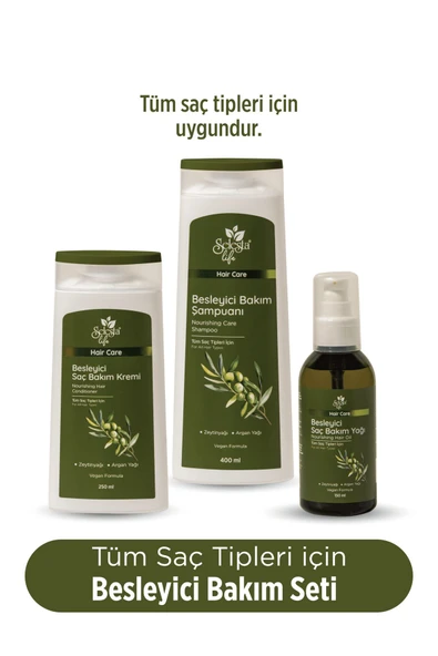 SELESTA LİFE Zeytinyağı ve Argan Yağı Özlü 3'lü Besleyici Saç Bakım Seti - Tüm Saç Tipleri İçin Bakım Seti