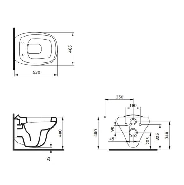 Bocchi Fenice Rimless Asma Klozet (Kapak Hariç) - 2