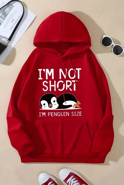 I'm Not Short Baskılı Unisex Oversize Sweatshirt - 7