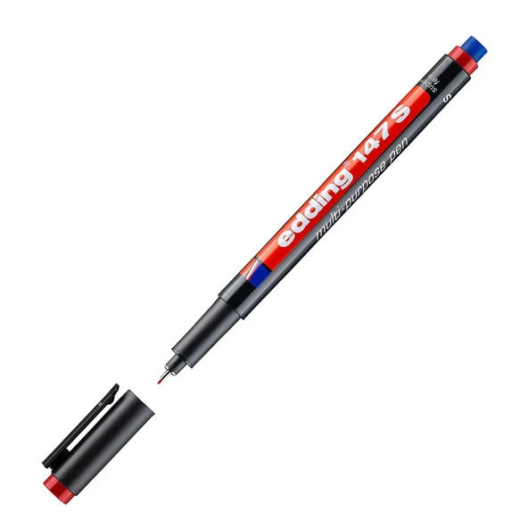 Edding 147 S Permanent Silgili Asetat Kalemi 0.3 mm Kırmızı 10 Adet - 3