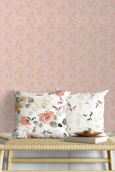 Fecra Çiçek Bahçesi Desenli Kırlent Kılıfı 43x43 2'Li