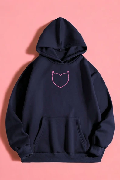 Kalp Baskılı Unisex Oversize Sweatshirt