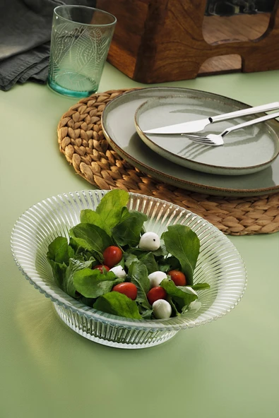 Fecra Lucetta Derin Büyük Boy Cam Salata Kasesi 24 Cm