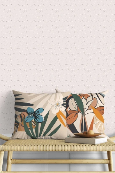 Fecra Hibisküs Desenli Kırlent Kılıfı 43x43 2'li