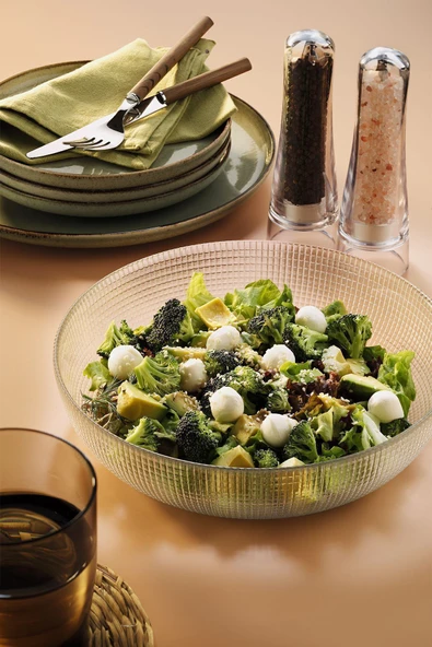 Fecra Marcela Yuvarlak Büyük Boy Cam Salata Kasesi 24 Cm