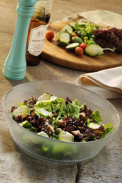 Fecra Azura Büyük Boy Cam Salata Kasesi 22 Cm