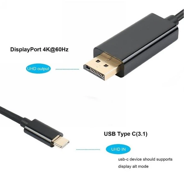4467 Type C Usb 3.1 To Displayport Çevirici Dönüştürücü Adaptör Kablosu - Resim 3