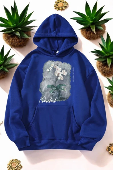 Orkide Tuval Baskılı Unisex Oversize Sweatshirt - 3