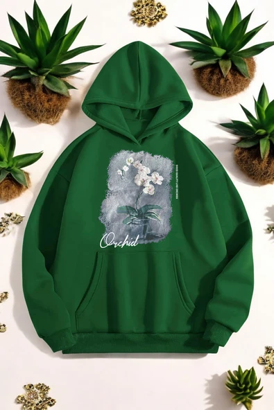 Orkide Tuval Baskılı Unisex Oversize Sweatshirt - 9