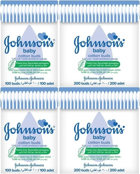 Johnsons Baby Kulak Temizleme Çubuğu 100 Adet + 200 Adet Toplam 600 Adet (Karma Set)