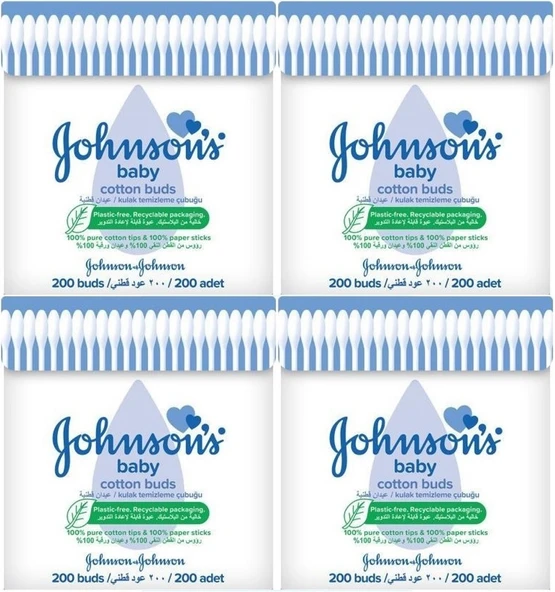 Johnsons Baby Kulak Temizleme Çubuğu 200 Adet (4 Lü Set)