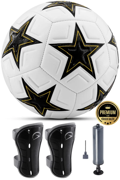 3lü Set Futbol Topu Tekmelik Şampiyonlar Ligi Pompalı Sert Zemin Halı Saha Futbol Topu New Black No5