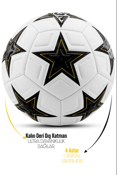 3lü Set Futbol Topu Tekmelik Şampiyonlar Ligi Pompalı Sert Zemin Halı Saha Futbol Topu New Black No5 - 3