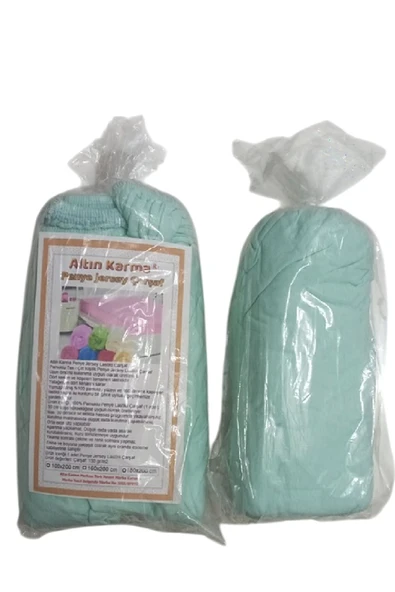 Evony Altın Karma Jersey Penye Pamuklu 100x200 Cm Tek Kişilik Lastikli Çarşaf Açık Yeşil - 5