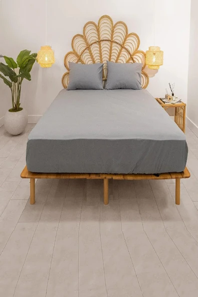 Bebesi Çift Kişilik Havlu Çarşaf Takımı Renk Açık Gri 150x200 Cm