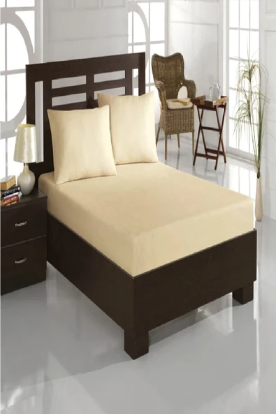 Altın Karma Çift Kişilik Ince Penye Lastikli Çarşaf 150x200 Cm 2 Adet Yastık Kılıflı - 2