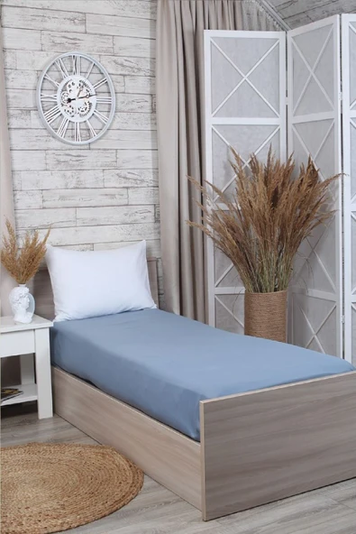 Evony Lastikli Pamuk Penye Çarşaf Mavi 180x200 Cm - 3