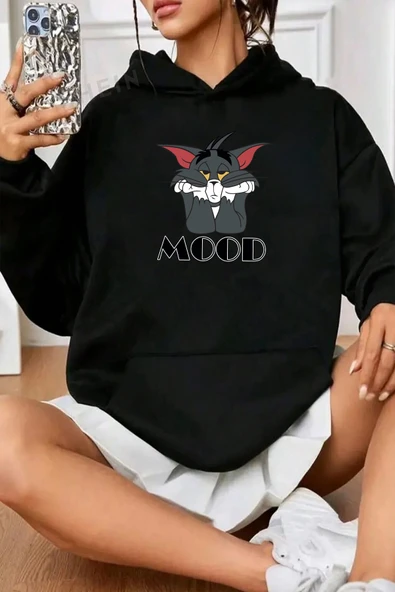 Mood Baskılı Unisex Oversize Sweatshirt - Resim 3