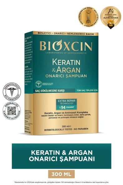 BİOXCİN Keratin & Argan Onarıcı Bakım Şampuan 300 ml - Yıpranmış Ve Hassas Saçlar